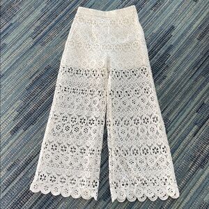 MAJE Pola Sheer Lace Pants In White Size 36